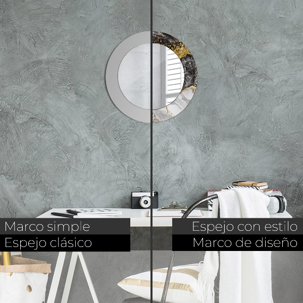 Lustro ścienne dekoracyjne okrągłe Marmur i złoto