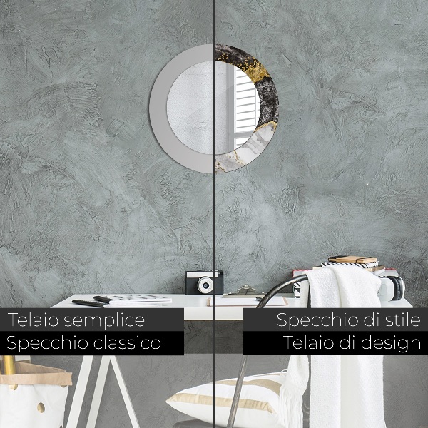 Lustro ścienne dekoracyjne okrągłe Marmur i złoto