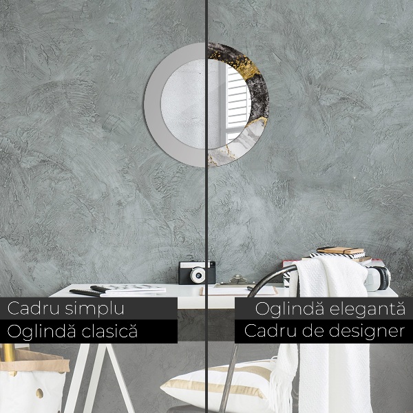 Lustro ścienne dekoracyjne okrągłe Marmur i złoto