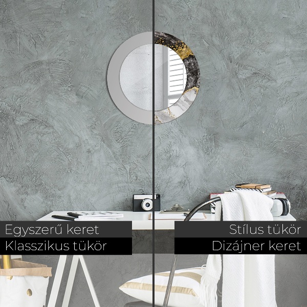 Lustro ścienne dekoracyjne okrągłe Marmur i złoto