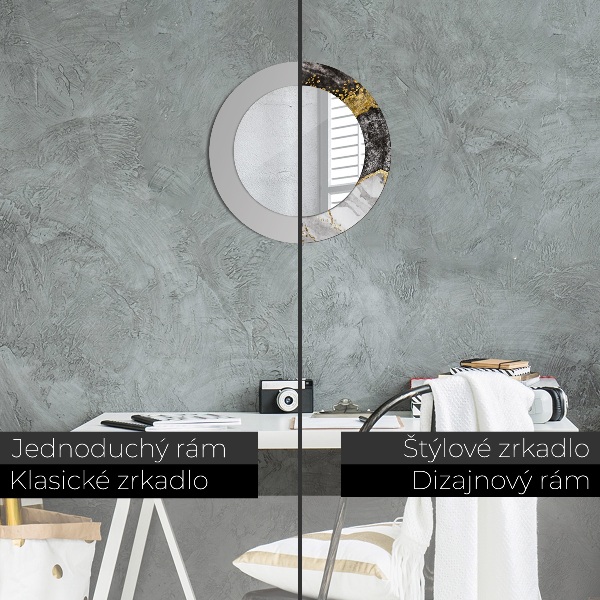 Lustro ścienne dekoracyjne okrągłe Marmur i złoto