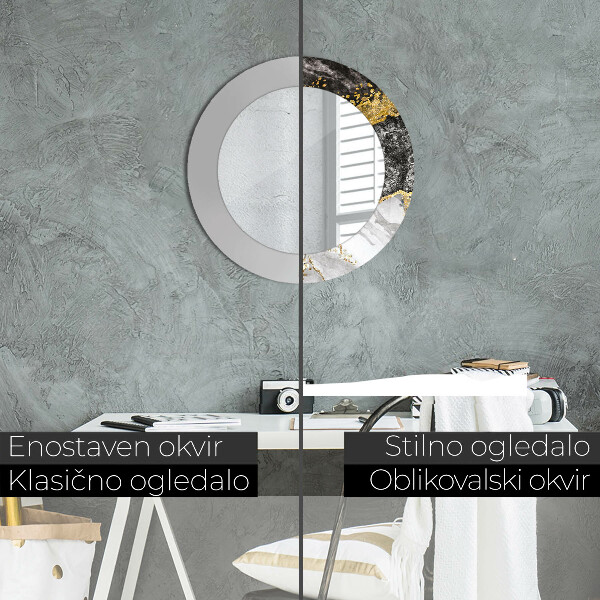 Lustro ścienne dekoracyjne okrągłe Marmur i złoto