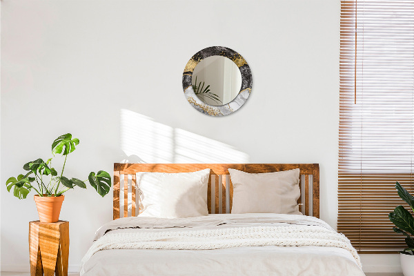 Lustro ścienne dekoracyjne okrągłe Marmur i złoto