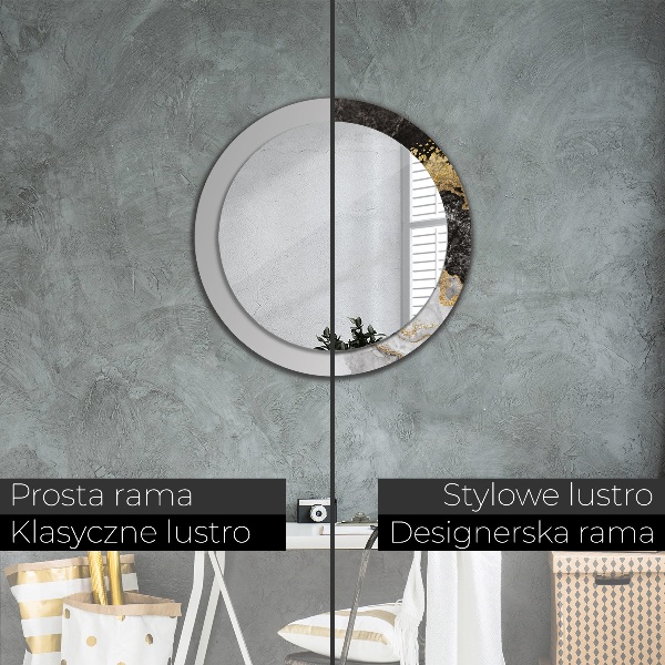 Lustro ścienne dekoracyjne okrągłe Marmur i złoto