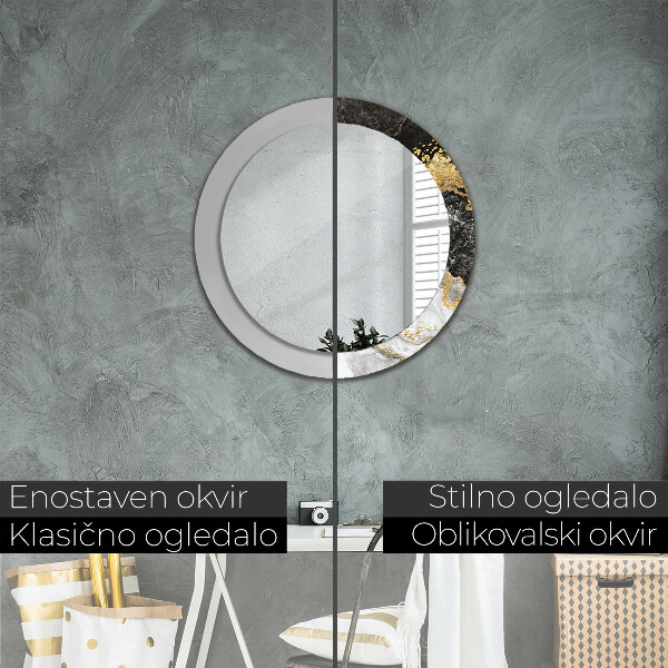 Lustro ścienne dekoracyjne okrągłe Marmur i złoto