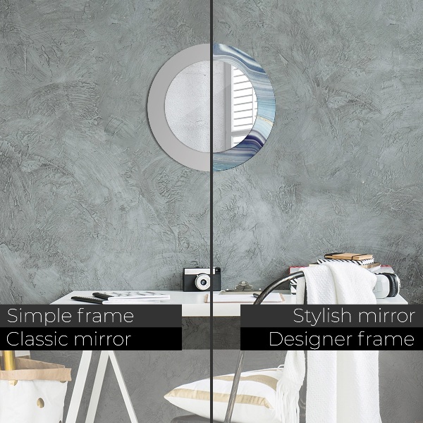 Lustro ramka z nadrukiem okrągłe Niebieski marmur