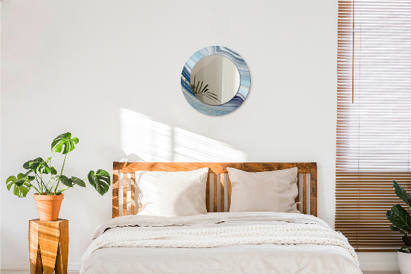 Lustro ramka z nadrukiem okrągłe Niebieski marmur