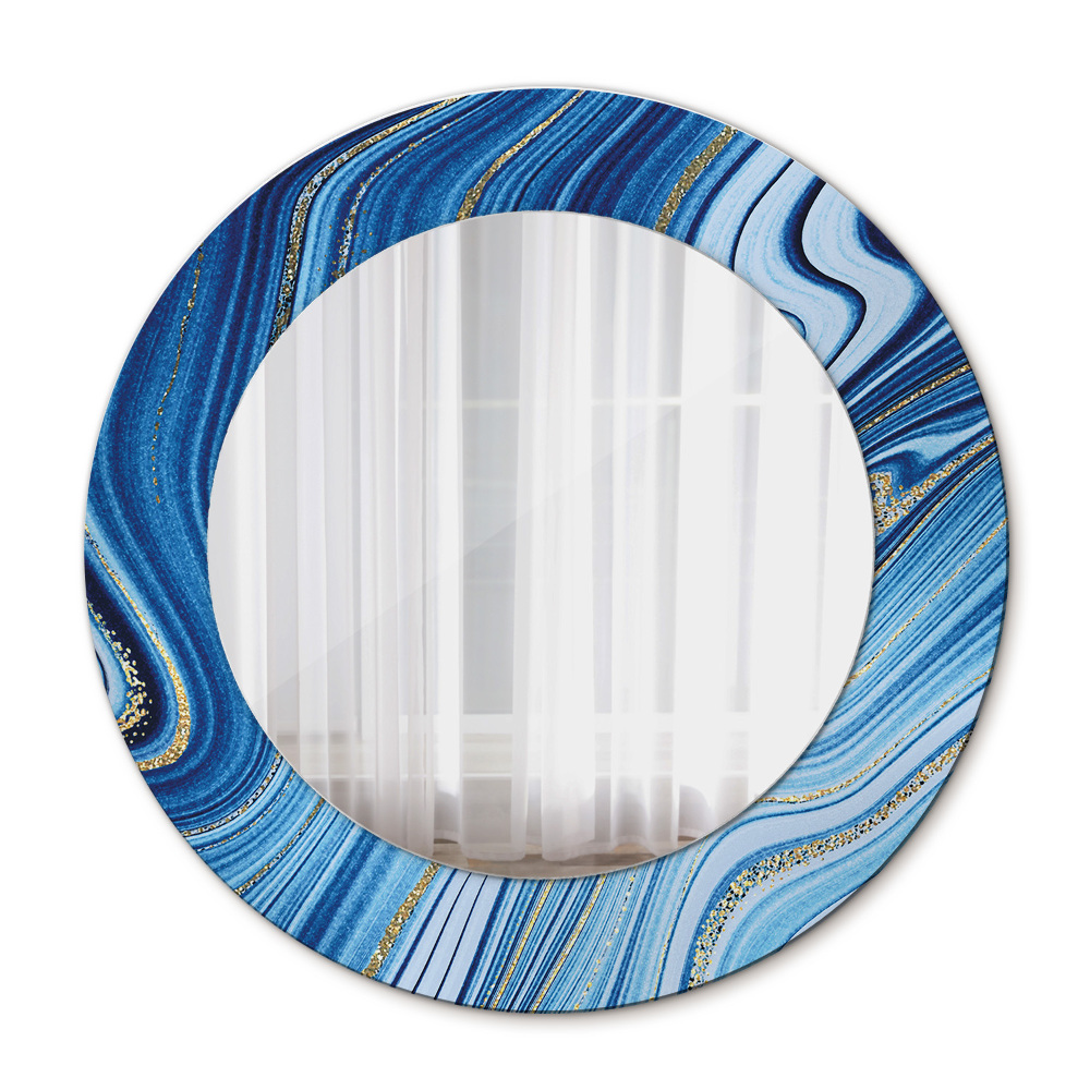 Lustro ścienne dekoracyjne okrągłe Błękitne marmurkowanie