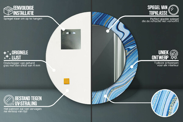 Lustro ścienne dekoracyjne okrągłe Błękitne marmurkowanie