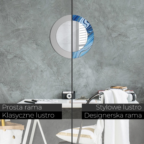 Lustro ścienne dekoracyjne okrągłe Błękitne marmurkowanie