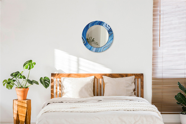 Lustro ścienne dekoracyjne okrągłe Błękitne marmurkowanie