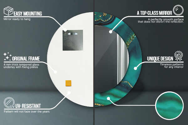 Lustro ścienne dekoracyjne okrągłe Szmaragdowy marmur