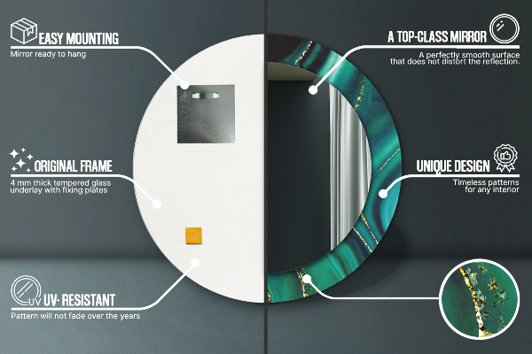 Lustro ścienne dekoracyjne okrągłe Szmaragdowy marmur