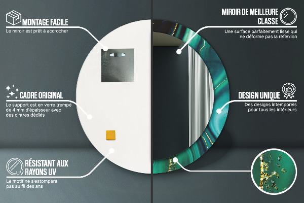 Lustro ścienne dekoracyjne okrągłe Szmaragdowy marmur