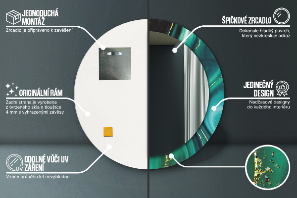 Lustro ścienne dekoracyjne okrągłe Szmaragdowy marmur