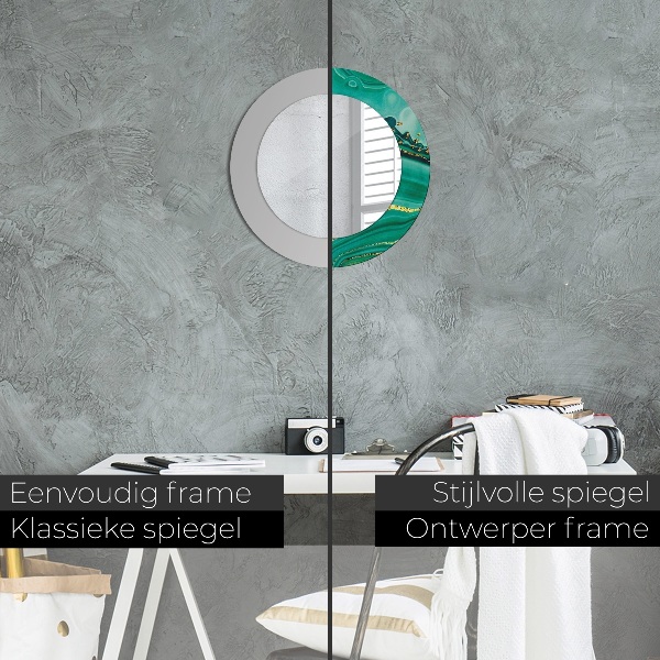 Lustro z drukowaną ramką okrągłe Agat jaspis marmur