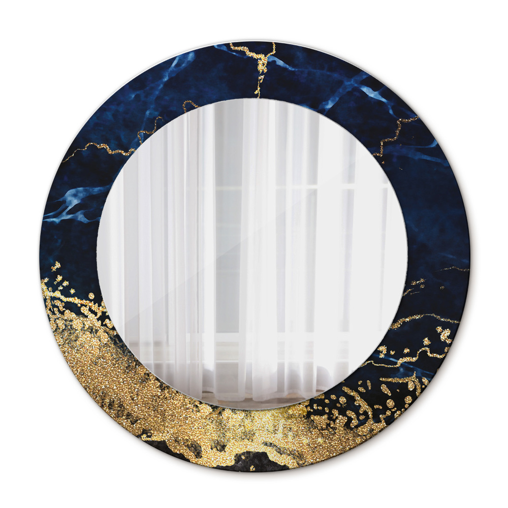 Lustro ścienne dekoracyjne okrągłe Niebieski marmur