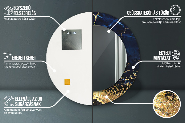 Lustro ścienne dekoracyjne okrągłe Niebieski marmur