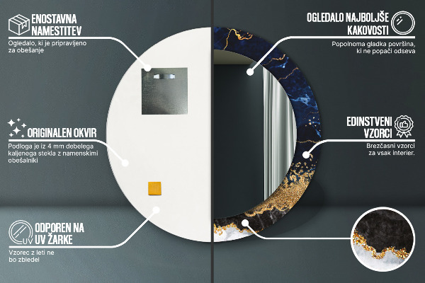 Lustro ścienne dekoracyjne okrągłe Niebieski marmur