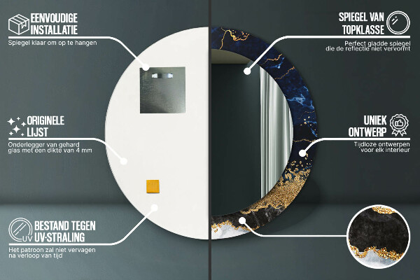 Lustro ścienne dekoracyjne okrągłe Niebieski marmur