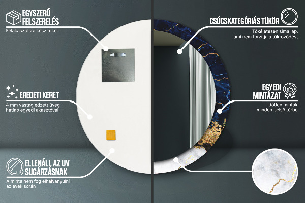 Lustro ścienne dekoracyjne okrągłe Niebieski marmur