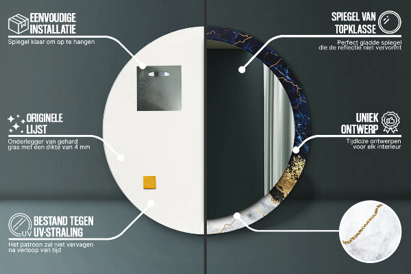 Lustro ścienne dekoracyjne okrągłe Niebieski marmur