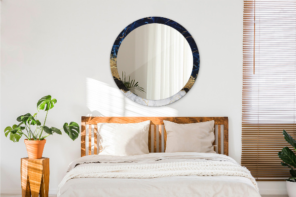 Lustro ścienne dekoracyjne okrągłe Niebieski marmur