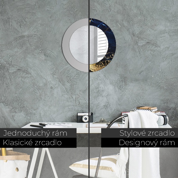 Lustro ścienne dekoracyjne okrągłe Niebieski marmur