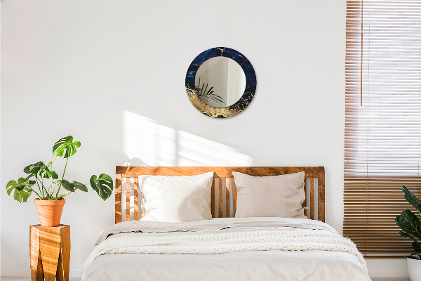 Lustro ścienne dekoracyjne okrągłe Niebieski marmur