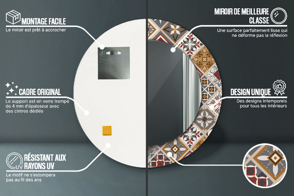 Lustro ramka z nadrukiem okrągłe Turecki wzór