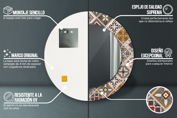 Lustro ramka z nadrukiem okrągłe Turecki wzór