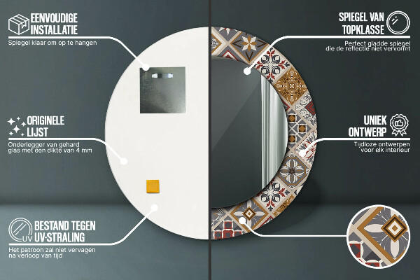 Lustro ramka z nadrukiem okrągłe Turecki wzór