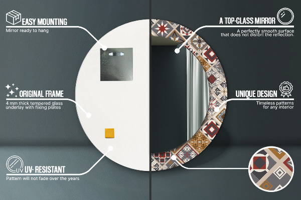 Lustro ramka z nadrukiem okrągłe Turecki wzór