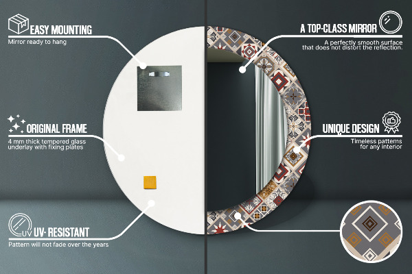 Lustro ramka z nadrukiem okrągłe Turecki wzór