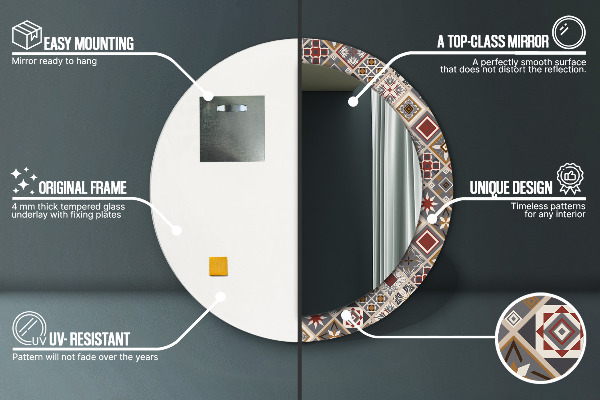 Lustro ramka z nadrukiem okrągłe Turecki wzór