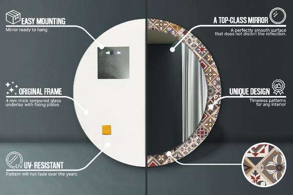 Lustro ramka z nadrukiem okrągłe Turecki wzór