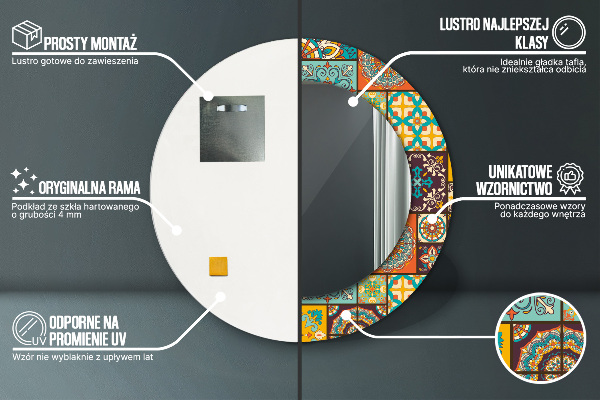 Lustro ramka z nadrukiem okrągłe Wzór arabski