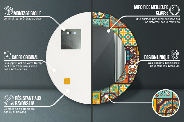 Lustro ramka z nadrukiem okrągłe Wzór arabski