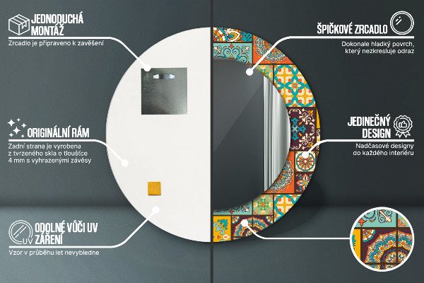 Lustro ramka z nadrukiem okrągłe Wzór arabski