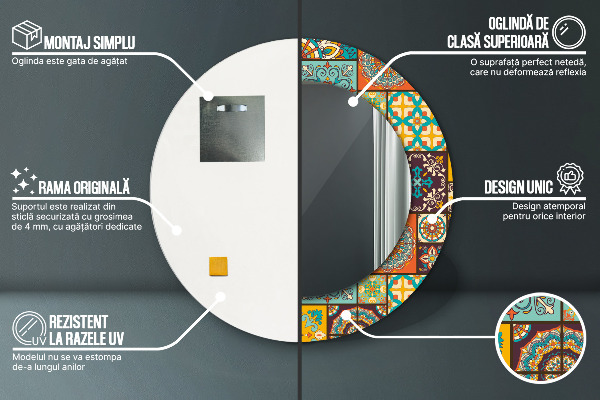 Lustro ramka z nadrukiem okrągłe Wzór arabski