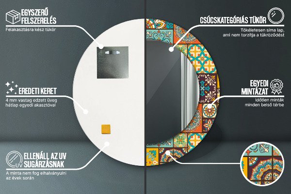 Lustro ramka z nadrukiem okrągłe Wzór arabski