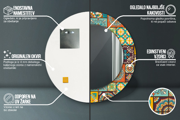 Lustro ramka z nadrukiem okrągłe Wzór arabski