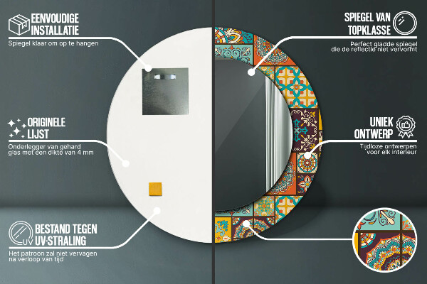 Lustro ramka z nadrukiem okrągłe Wzór arabski