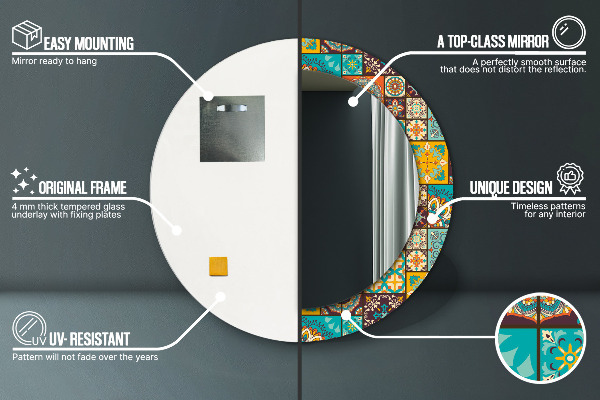 Lustro ramka z nadrukiem okrągłe Wzór arabski