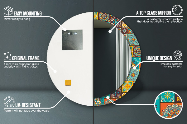 Lustro ramka z nadrukiem okrągłe Wzór arabski