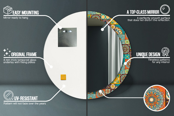 Lustro ramka z nadrukiem okrągłe Wzór arabski
