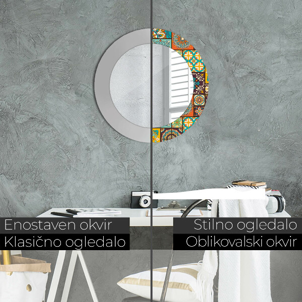Lustro ramka z nadrukiem okrągłe Wzór arabski