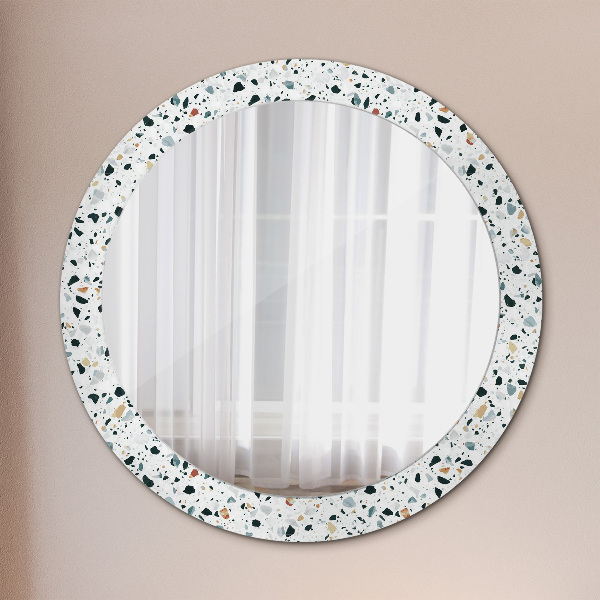 Lustro ramka z nadrukiem okrągłe Kamień naturalny