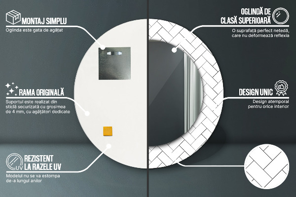 Lustro ścienne dekoracyjne okrągłe Jodełka