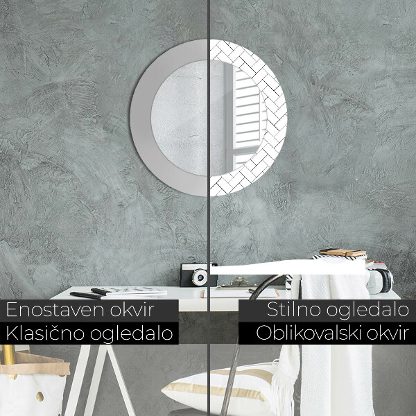 Lustro ścienne dekoracyjne okrągłe Jodełka